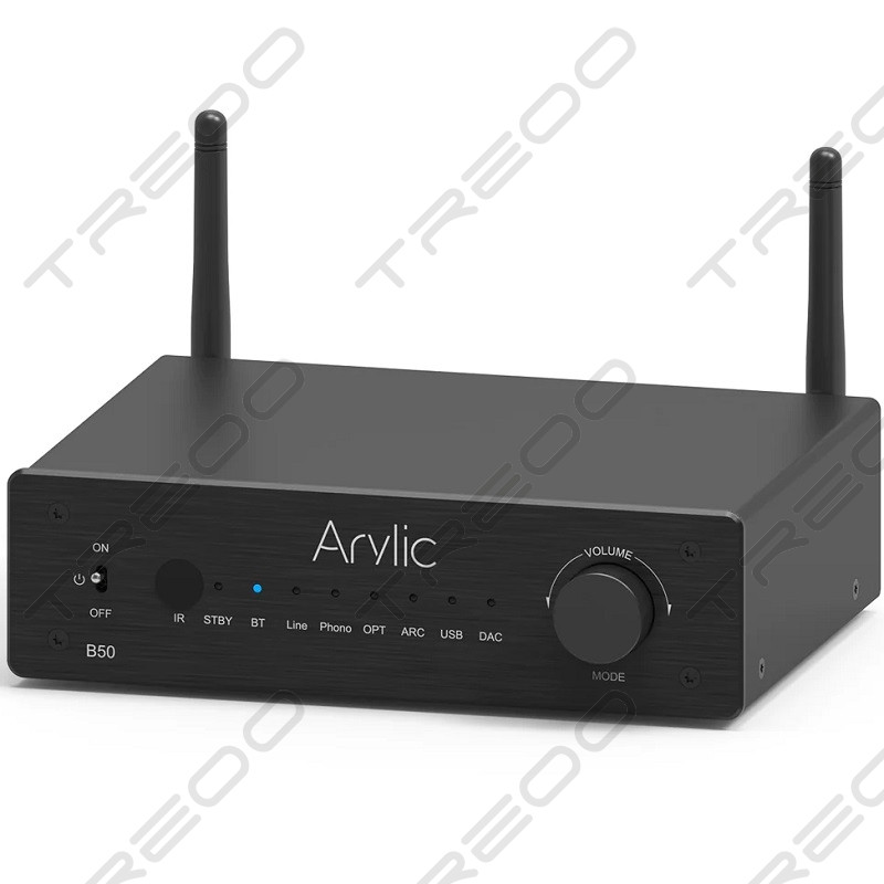 Arylic B50 Wireless Bluetooth Transceiver/Streamer Hi-Fi Integrated Amplifier & USB DAC (with HDMI & Phono Built-in)